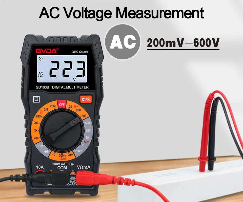 Mesur Foltedd DC/AC O China GVDA Mini Digital Multimeter GD103B